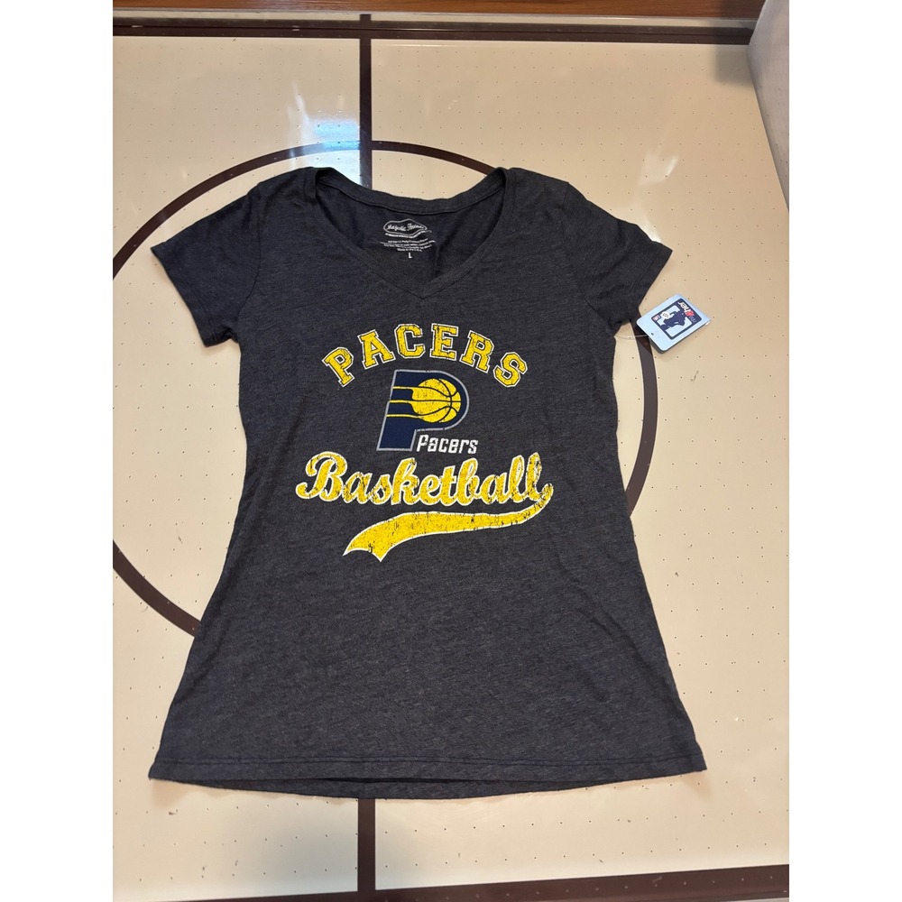 049 Majestic Threads Indiana Pacers Paul George 13 V-Neck Gray Womens L NWT